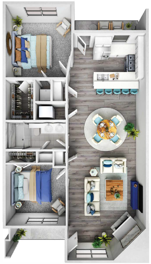 Beautiful and spacious 2 bedroom 1 bathroom unit with updated kitchen and eat-in dining room.